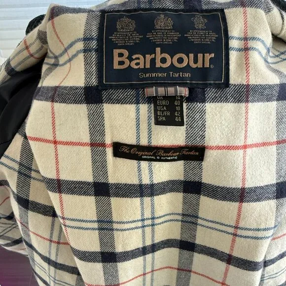 Barbour Summer Tartan Wax Jacket – Size 10 - Picture 7 of 8